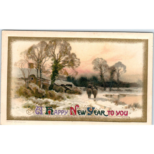 c1910 Happy New Year John Winsch Back Original Postcard PC10