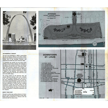 1969 Jefferson National Expansion Memorial St. Louis MO Brochure & Map V1-1