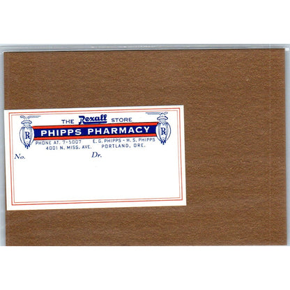 Phipps Pharmacy Rexall Portland Oregon Antique Apothecary Label TH2-AL