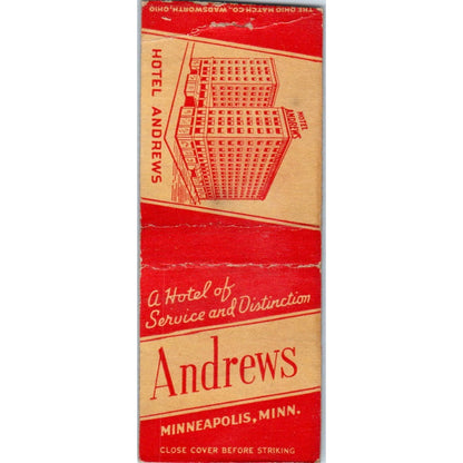 Hotel Andrews Minneapolis MN Vintage Matchbook Cover SD4-Y14
