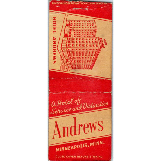 Hotel Andrews Minneapolis MN Vintage Matchbook Cover SD4-Y14