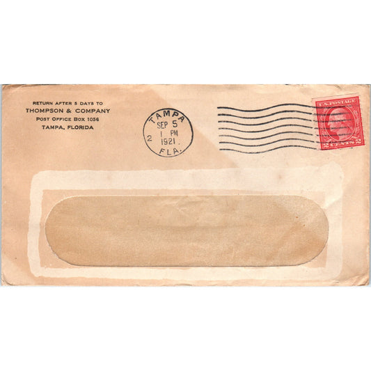 1921 Thompson and Company Tampa Florida Postal Cover Envelope TG7-PC1