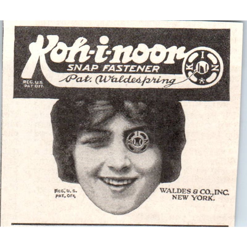 Koh-I-Noor Snap Fastener Waldes & Co Inc NY 1918 Magazine Ad AF1-SS1