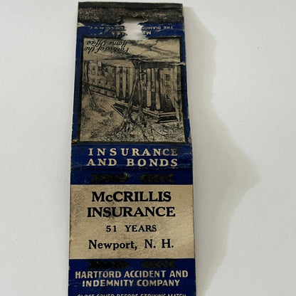 McCrillis Ins and Bonds Newport NH Vintage Matchbook Cover TB6-MB1-14