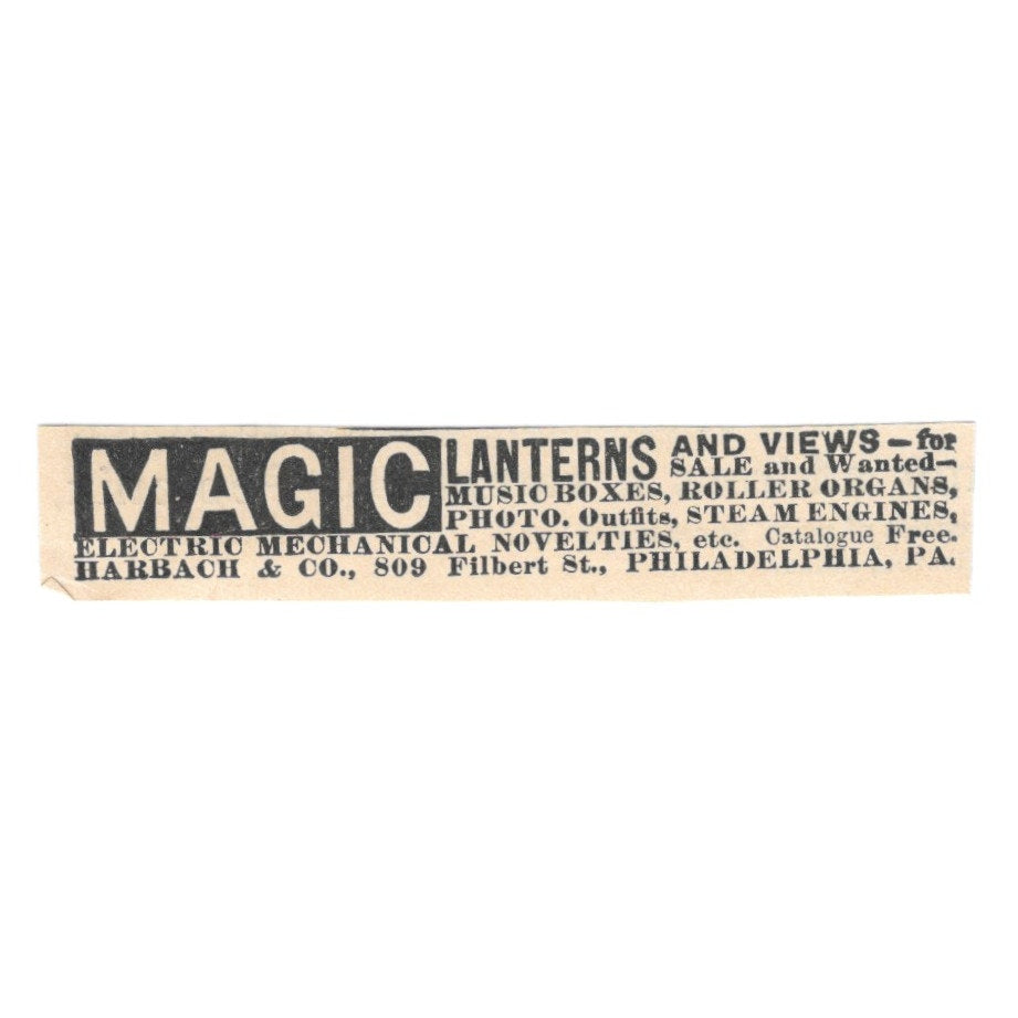 Magic Lanterns and Views Harbach & Co Philadelphia PA 1892 Magazine Ad AK6-S4