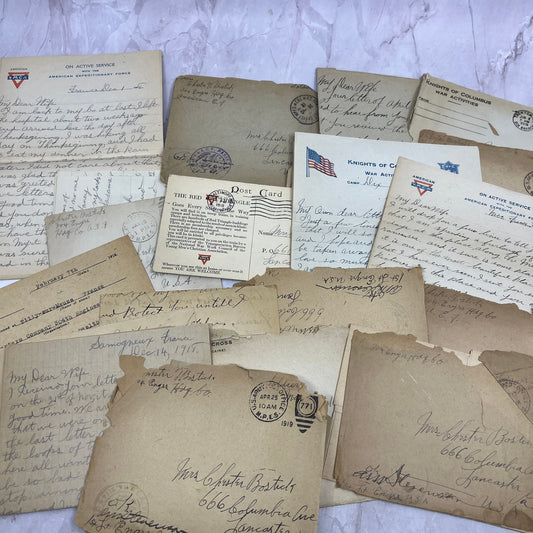 Huge Lot 1918 WWI Letters Ephemera Chester Bostwick 304 Engineers Lancaster TA9