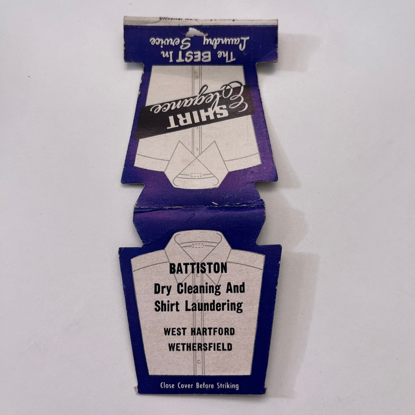 Battison Dry Cleaning West Hartford Wethersfield CT Vintage Matchbook TB8-MB-12