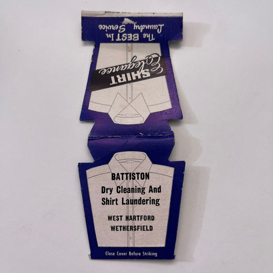 Battison Dry Cleaning West Hartford Wethersfield CT Vintage Matchbook TB8-MB-12