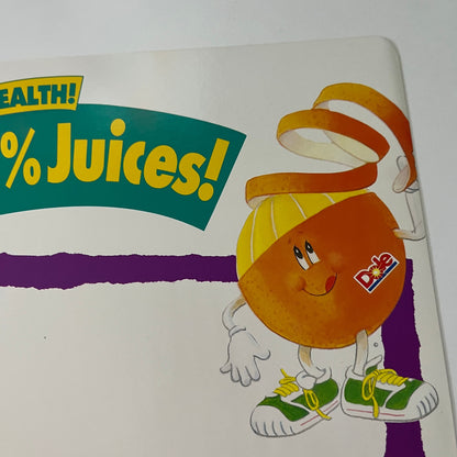 Original 1992 Dole 5 A Day Fruits, Veggies Advertising Store Display Sign 11x14"