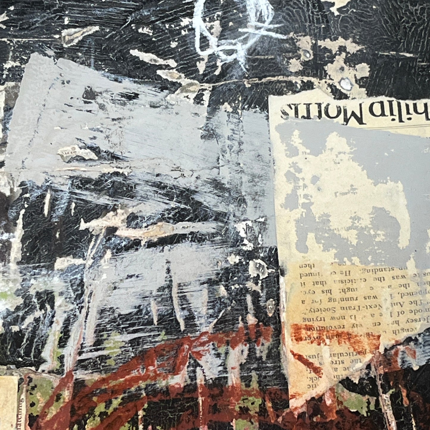 Original Grunge Minimalist Modern Art Collage Painting 8.5x11 "Tube" Signed