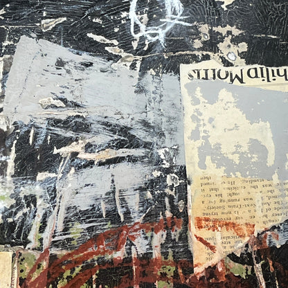 Original Grunge Minimalist Modern Art Collage Painting 8.5x11 "Tube" Signed