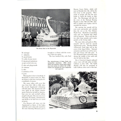 Minneapolis and the Aquatennial Mabel Crinkley 1940 Magazine Article D17