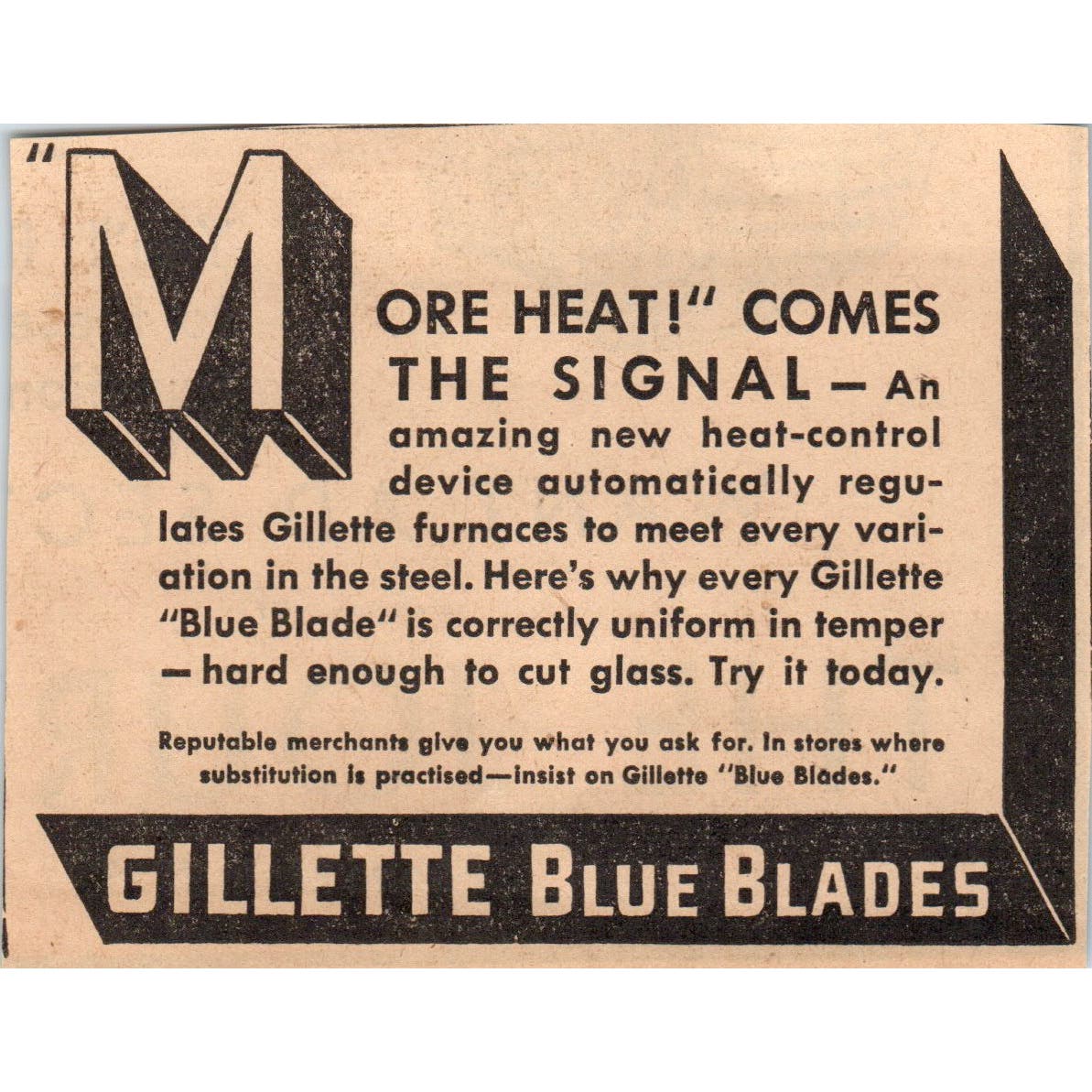 Gillette Blue Blades Razors 3x4 1935 Minneapolis Journal Advertisement AE7-H1