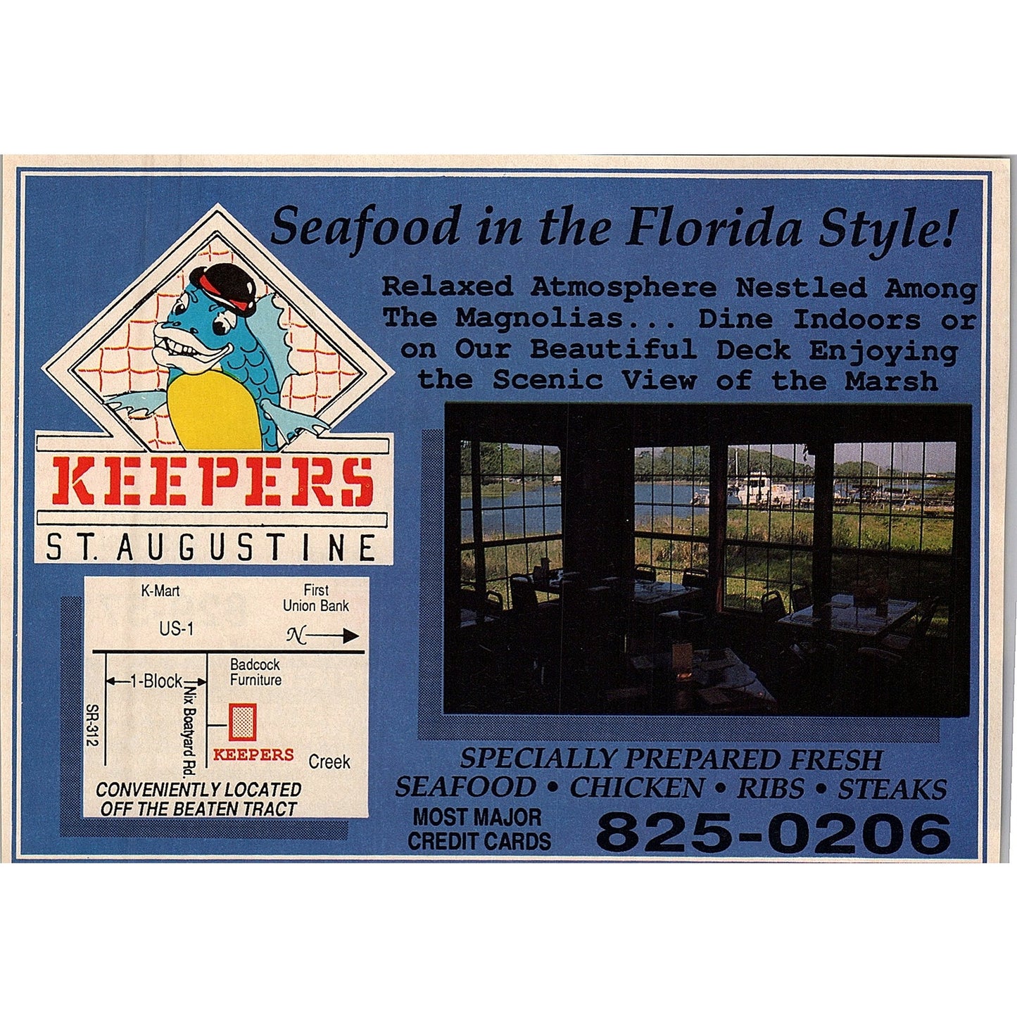 Keepers Seafood Restaurant St. Augustine FL 1989 Ad AF9-12