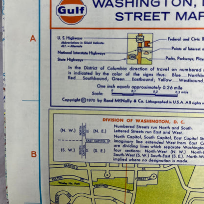 1970 Gulf Oil Metropolitan Washington D.C. Tourguide Map TH9-TM1