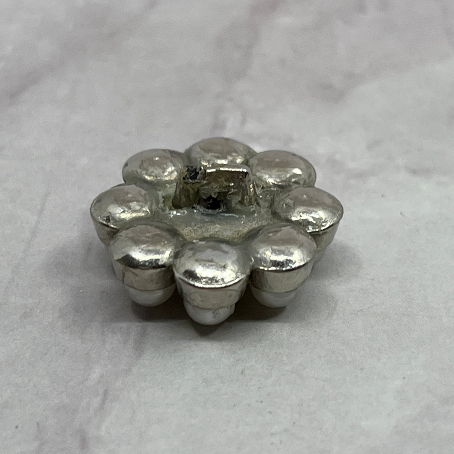 Vintage Faux Pearl & Rhinestone Cluster Flower Floral Button SE2