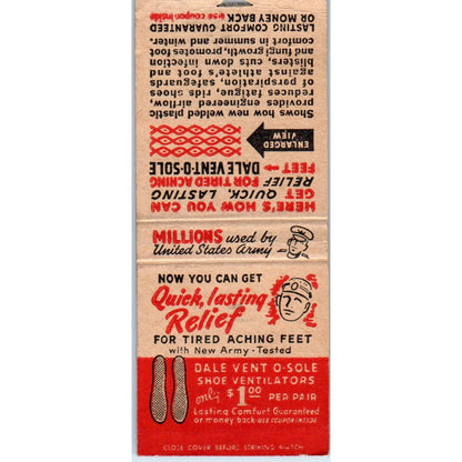 Dale Vent-O-Sole Shoe Ventilators Vintage Matchbook Cover SD2-Y8