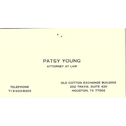 Patsy Young Attorney Houston TX Vintage Business Card SE3-B12