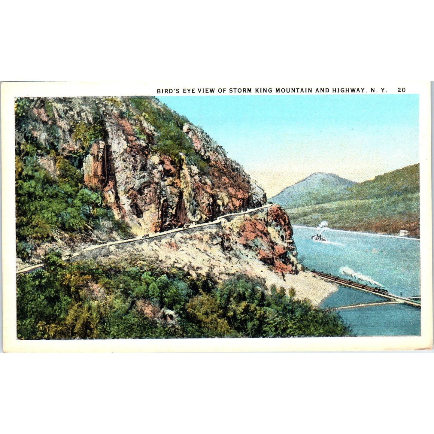 Birds Eye View of Storm King Mountain & Highway New York Vintage Postcard PD3