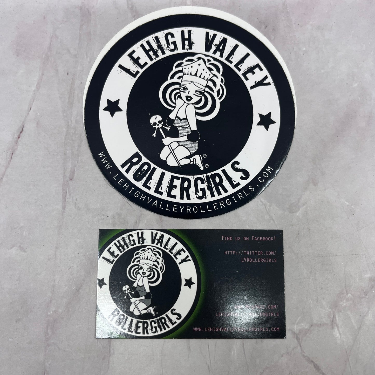 Lehigh Valley Rollergirls 4.25" Decal Sticker & Business Card TB8-OD