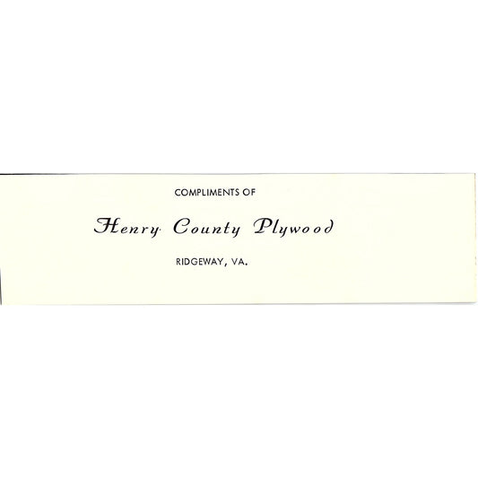 Henry County Plywood Ridgeway VA 1960s Ad AG2-5