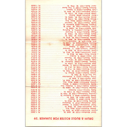1959 George Washington High School Los Angeles CA Drum & Bugle Summer Roster AB9