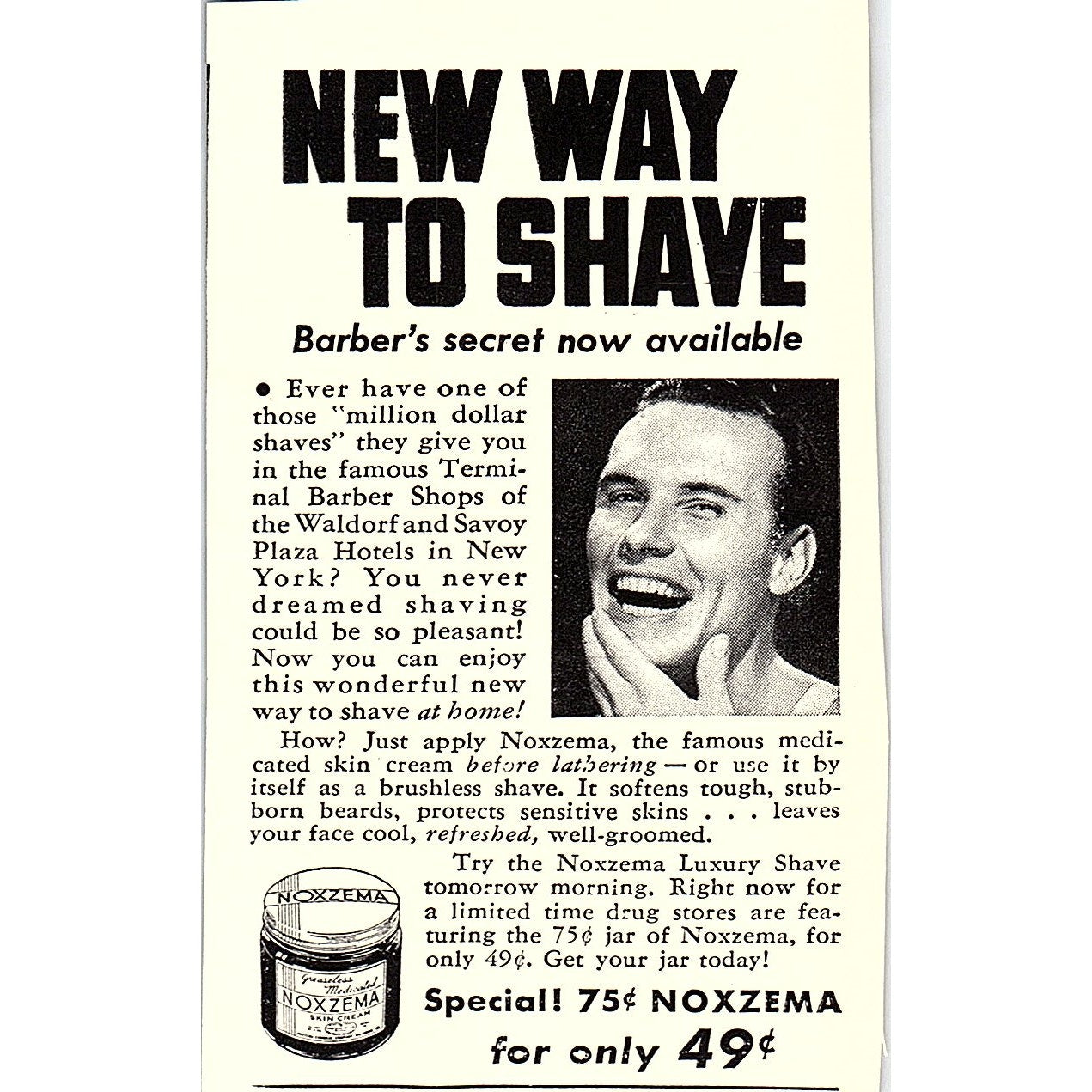 Noxema Skin Cream for Shaving 1940 Ad AF8-M3