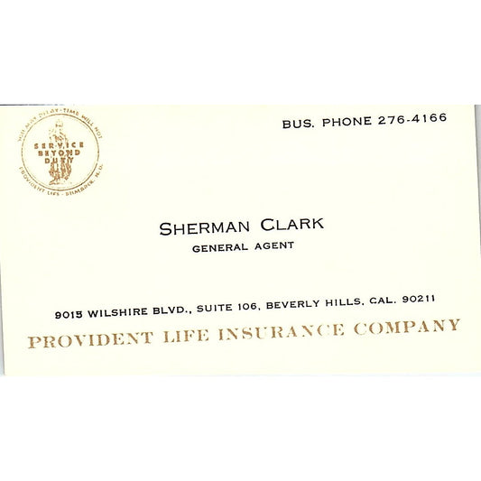 Sherman Clark Provident Life Beverly Hills CA Vintage Business Card SD9-B10