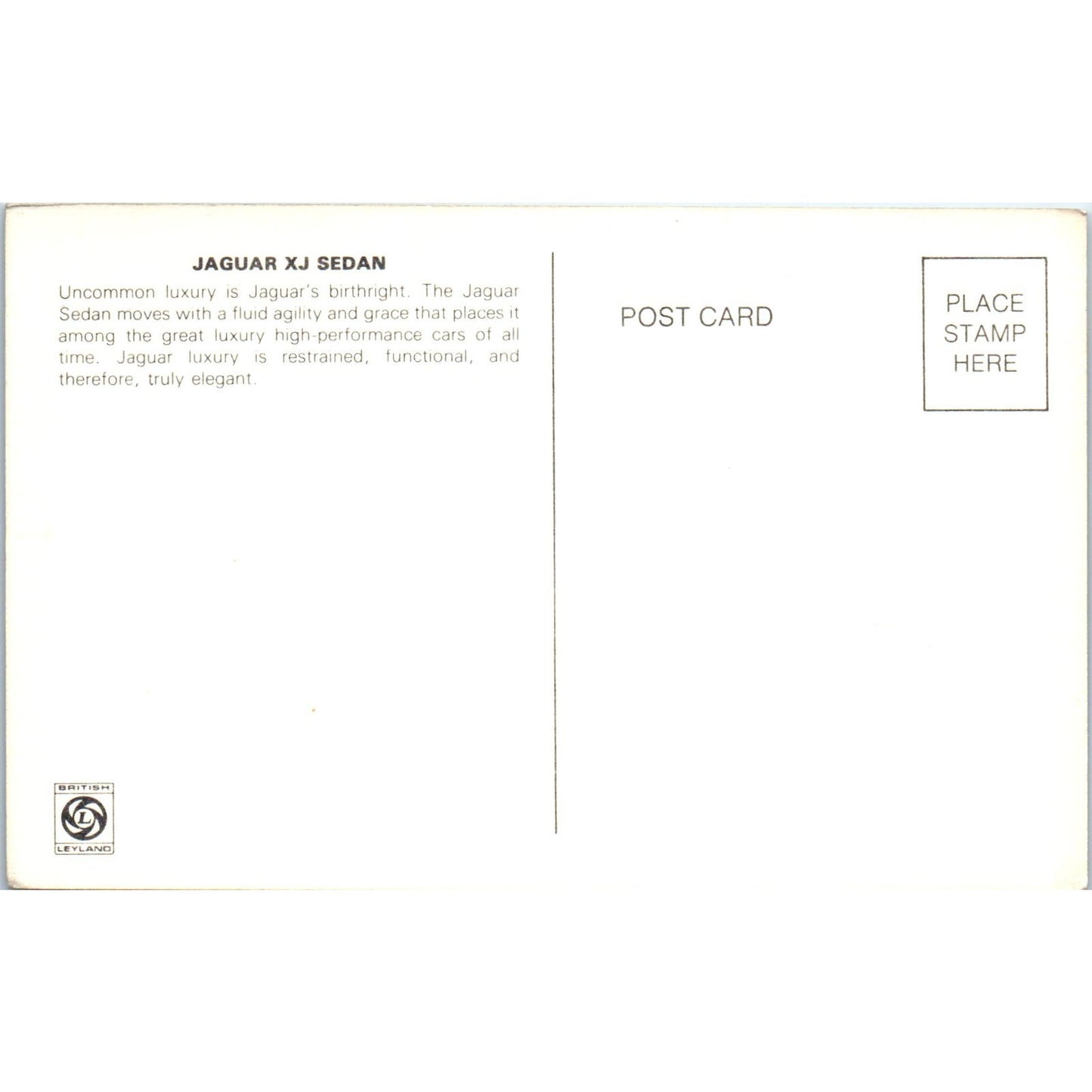 Jaguar XJ Sedan White Promo Vintage Postcard PC6