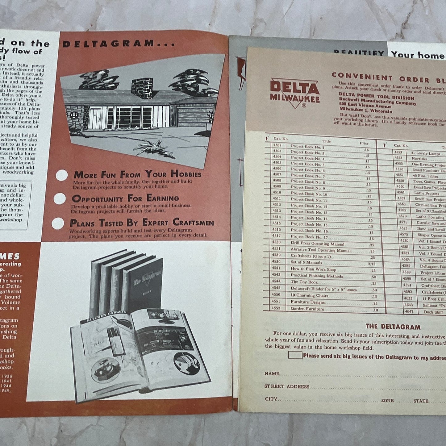 1950s Delta Milwaukee Deltacraft Books Brochure Power Tools Woodworking TI9-P3