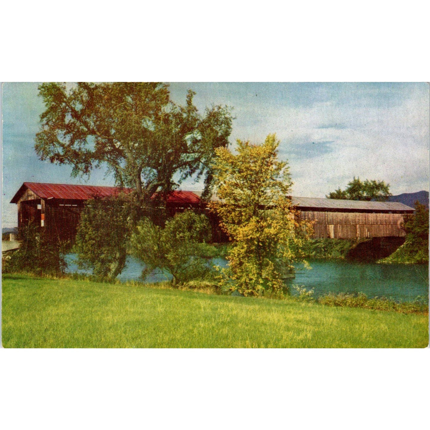 CT River Bridge Guildhall VT to Lancaster NH Vintage Covered Bridge Postcard PD1