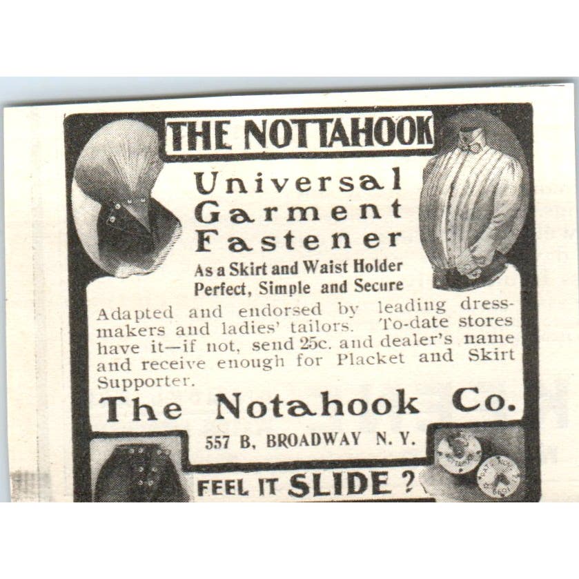 The Notahook Co NY Garment Fastener c1905 Original Magazine Advertisement AE7-A2