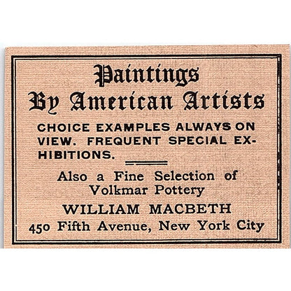 William Macbeth Paintings by American Artists 5th Ave NYC - 1908 Ad AF4-3
