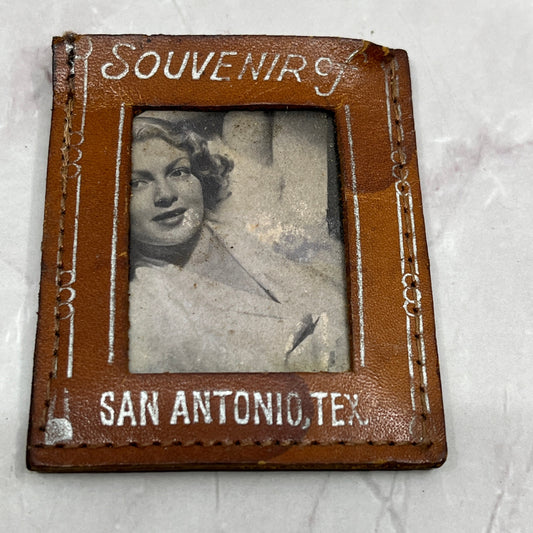 1940s Souvenir of San Antonio Texas Mini Leather Photo Booth Picture Frame SC1