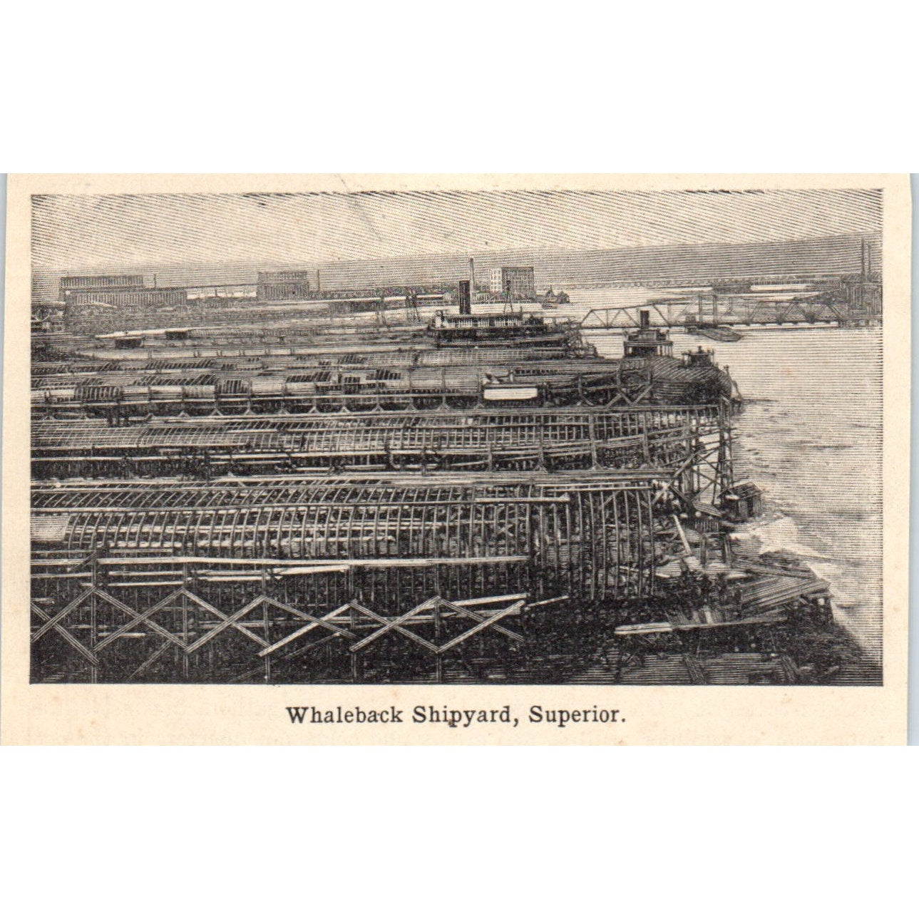 Whaleback Shipyard Superior Wisconsin 1901 Engraving AF2-A6