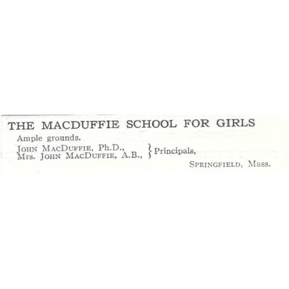 The John MacDuffie School for Girls Springfield MA c1918 Advertisement AE5-SV1