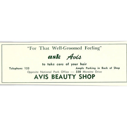 Sage Bar, Avis Beauty Shop 1957 Estes Park CO Ad AG4-M1