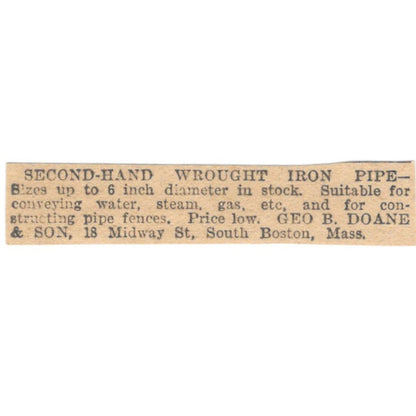 Wrought Iron Pipe George B. Doane & Son Boston1905 Magazine Ad AF1-NES4