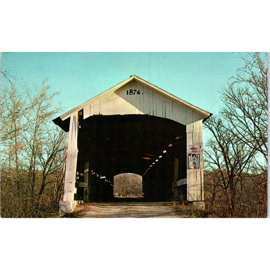 Hillsdale Bridge Vermillion Little Racoon Creek IN Covered Bridge Postcard PC7