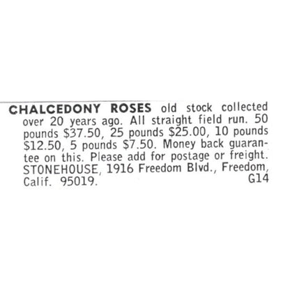 Stonehouse Chalcedony Roses Freedom California 1972 Ad AF8-S19