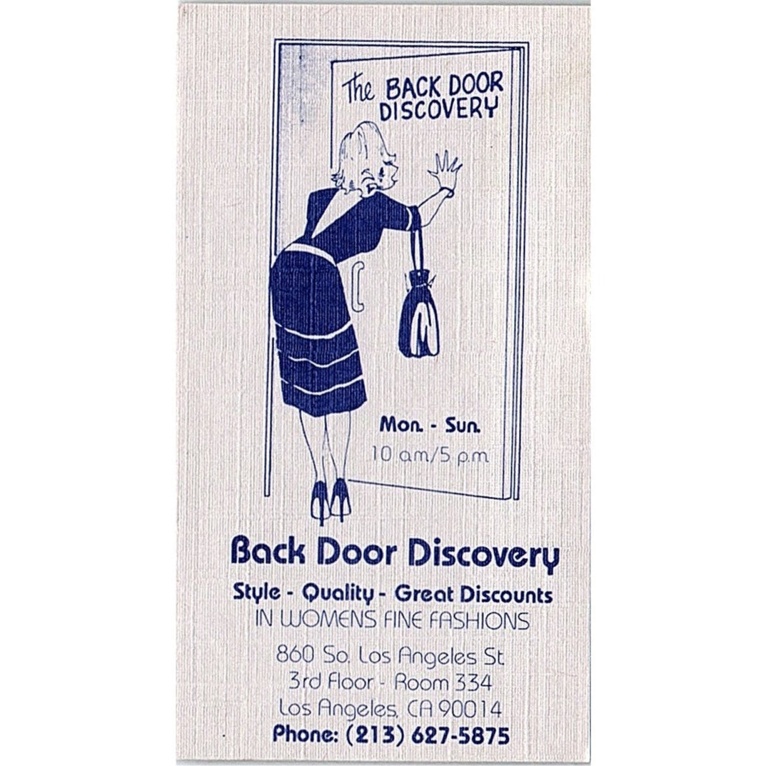 The Back Door Discovery Womens Fashions Los Angeles Vintage Business Card SE5-B4