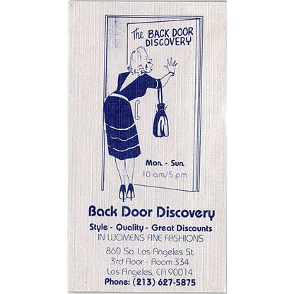 The Back Door Discovery Womens Fashions Los Angeles Vintage Business Card SE5-B4