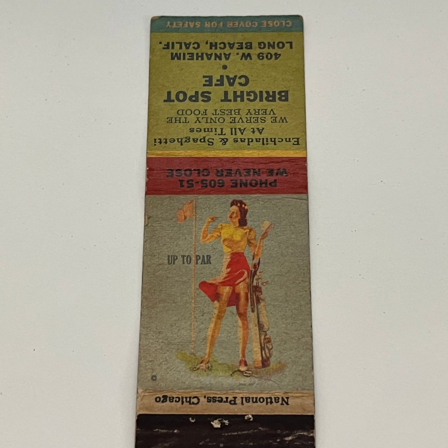 Bright Spot Cafe Long Beach CA Pinup Vintage Matchbook MB59-1