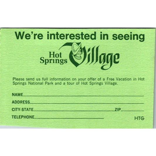 Hot Springs Village Joe. N Basore Arkansas Vintage Postal Mailing Card AI9-M26
