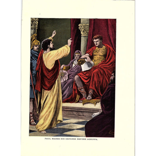 Paul Makes His Defense Before Agrippa Vintage Art Print 6x8 V12