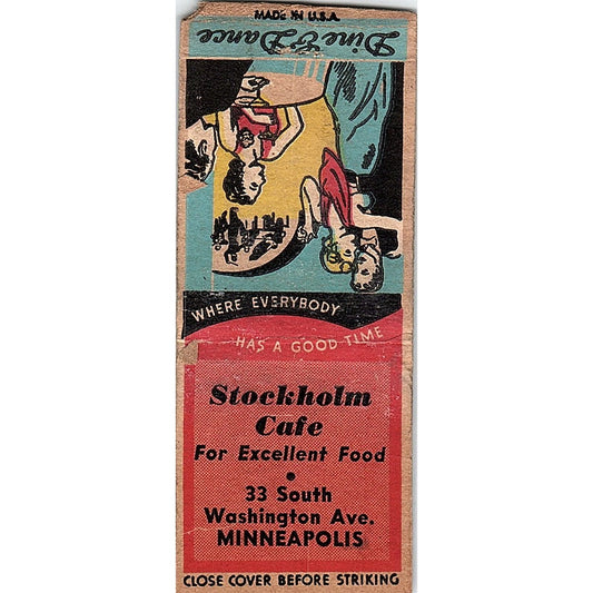 Stockholm Cafe Washington Ave Minneapolis MN Vintage Matchbook Cover SC7-Y4