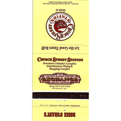 Church Street Station Rosie O'Grady's Orlando FL Vintage Matchbook MM4-10