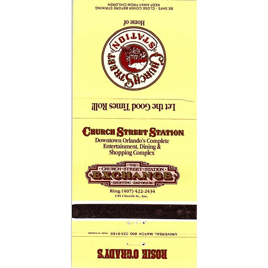 Church Street Station Rosie O'Grady's Orlando FL Vintage Matchbook MM4-10