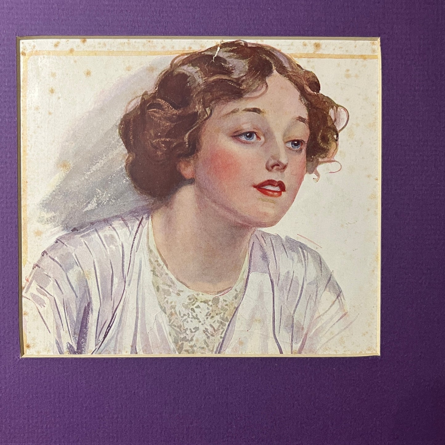 Portrait of a Beautiful Girl from the 1920s Matted Lithograph Art Print 9x12 V8