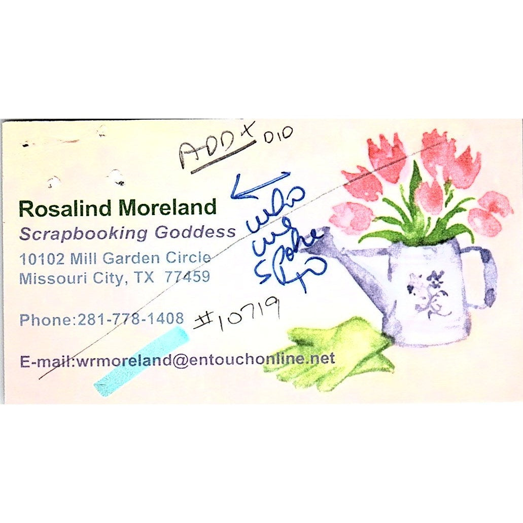 Rosalind Moreland Scrapbook Missouri City TX Vintage Business Card SC9-B11
